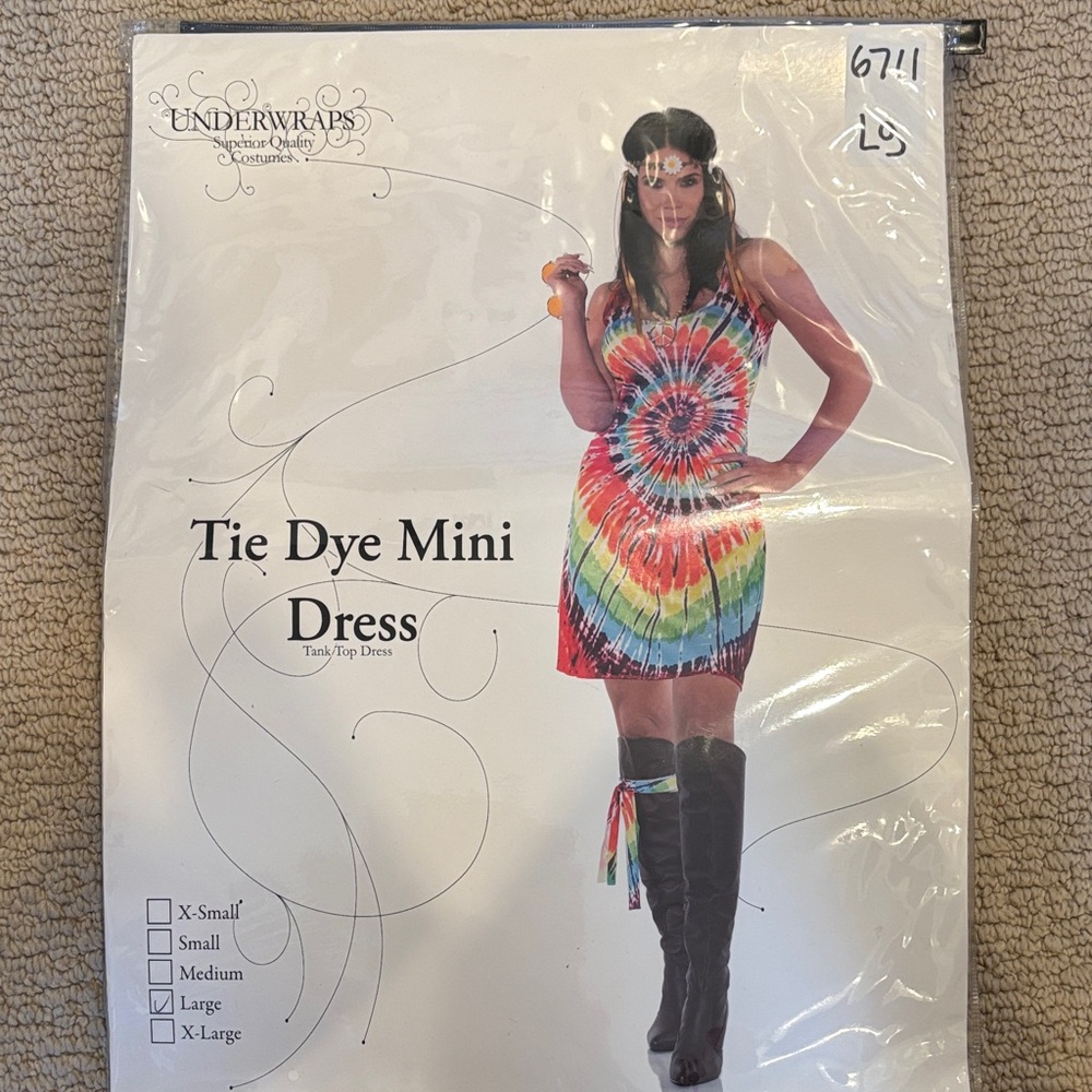Tie Dye Mini Dress Halloween 60s 70s